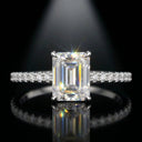 Emerald Moissanite Ring in Sterling Silver