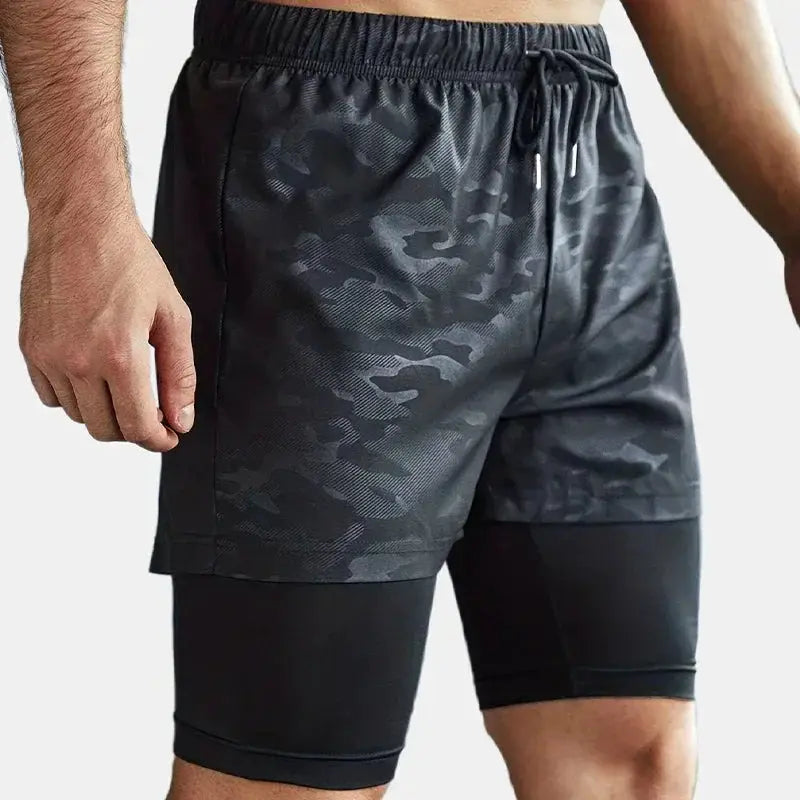 Men's Summer Camo Running Shorts Double Layer Active Wear