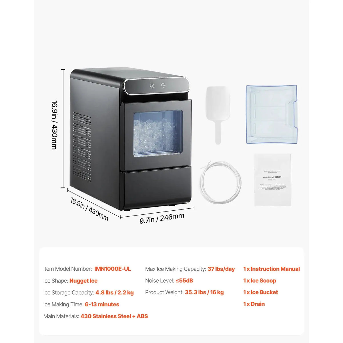 SucceBuy Nugget Ice Maker Pebble Ice Maker with Self Cleaning — product view 7