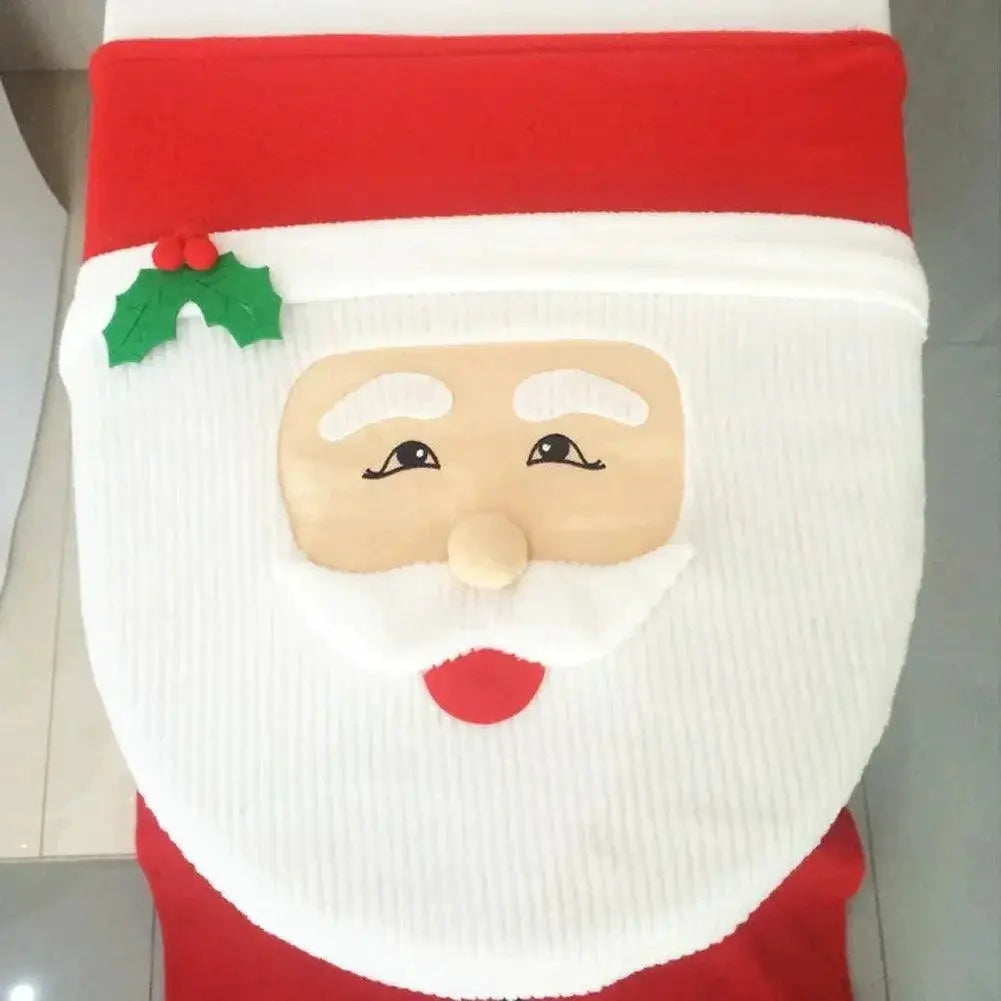 Adorable Santa Christmas Toilet Seat Cover Set Decor