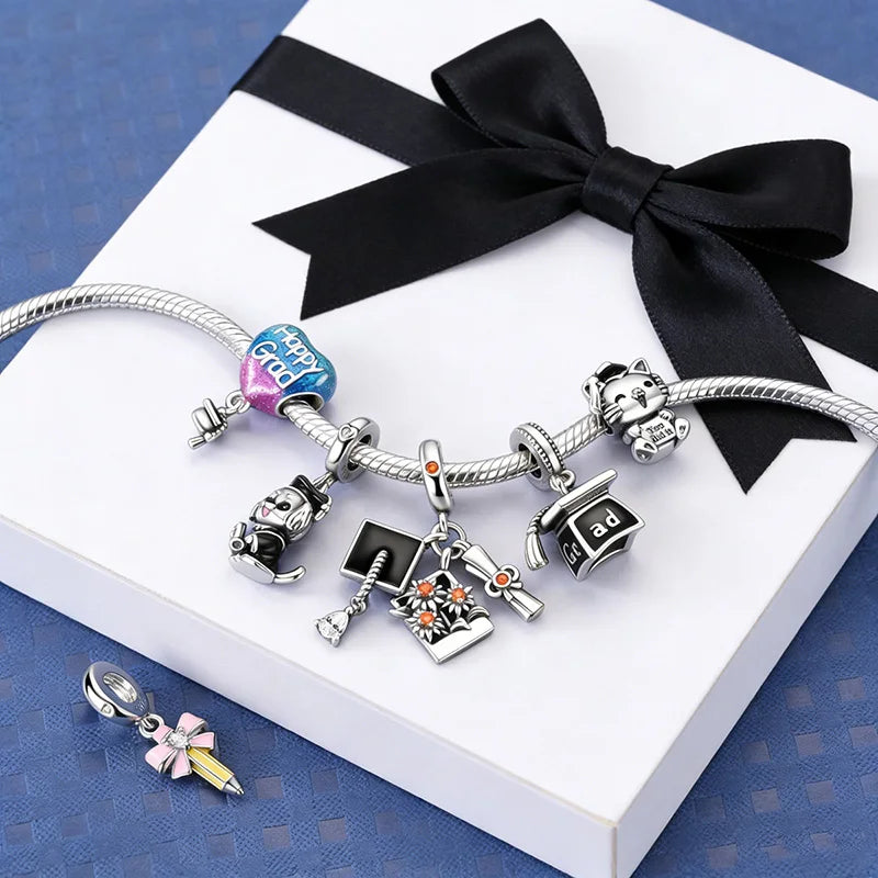 Charm Sterling Silver Happy Graduation