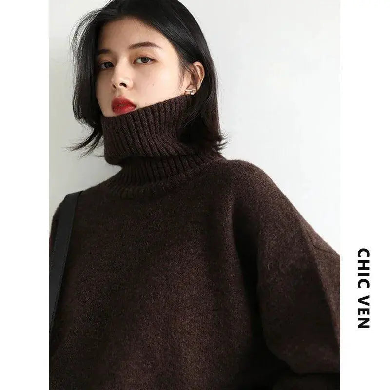 Cozy Mohair Turtleneck Sweater For Women Luxury Pullover