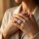 Round Square Moissanite Ring Sterling