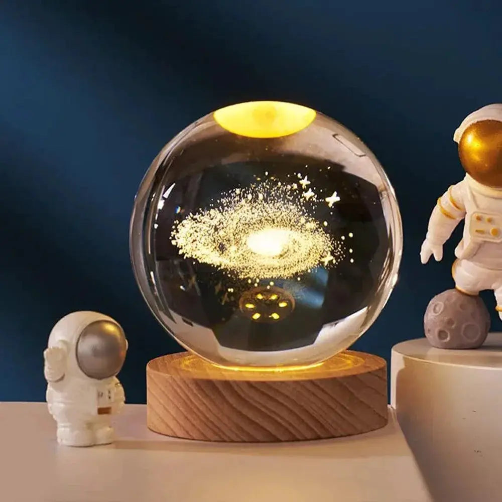 3D Galaxy Crystal Ball LED Night Light USB Home Decor Lamp