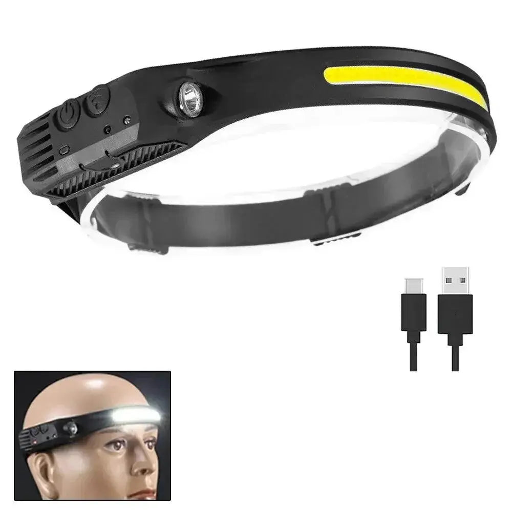 LED Sensor Headlamp Rechargeable Camping Flashlight