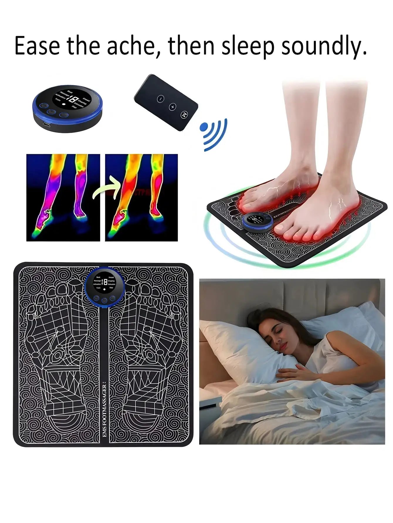 2026 Foot Massager for Relaxation, Automatic Pulse Foot Massage Pad with Heat, Soothing Foot Care Mat for Home Use
