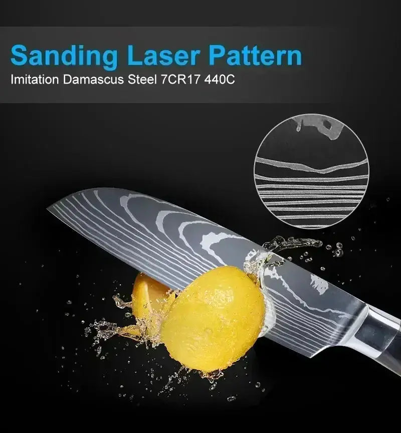 Japanese Santoku Kitchen Knife Set High Carbon Steel Knives - OurLum.com