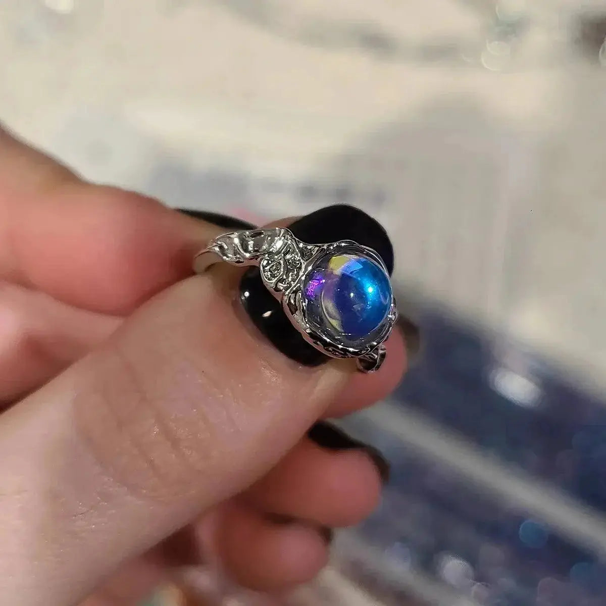 Silver Geometric Adjustable Vintage Punk Ring Charm