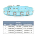 Leather Personalized Pet Collar with Rhinestone Letters for Dogs