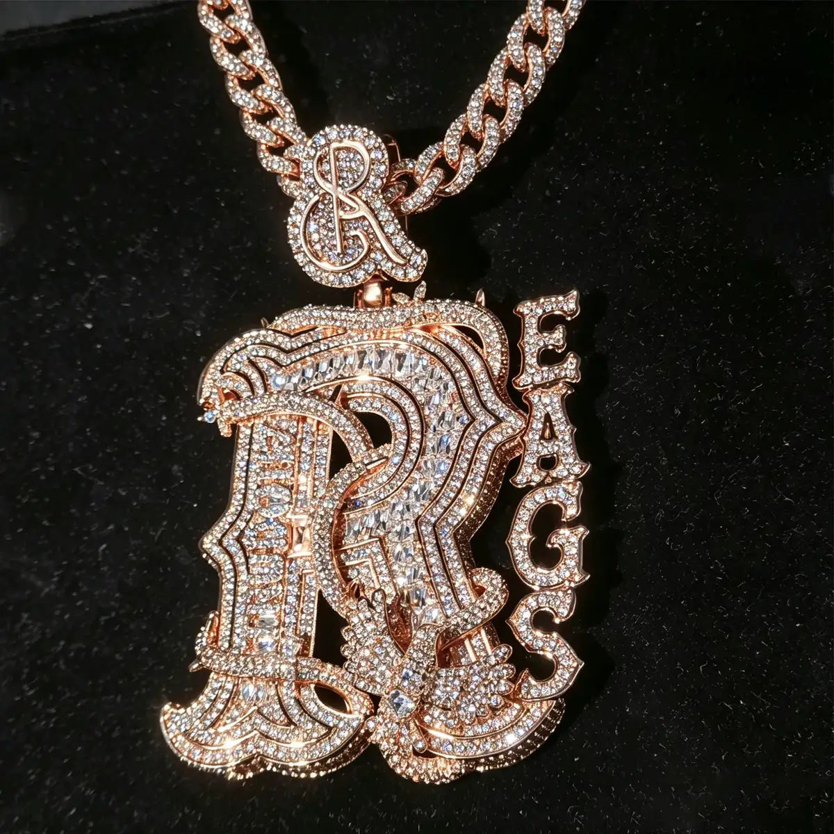 Custom R Letter Pendant Gold Plated — product image 5