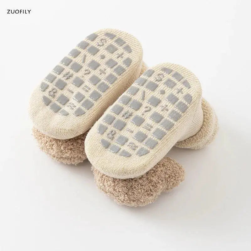 Charming Bear Themed Cotton Baby Socks Non Slip Wear