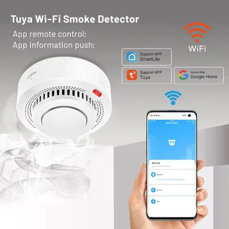 Tuya Smart WiFi Smoke Sensor Alarm 85dB Fire Protection - OurLum.com