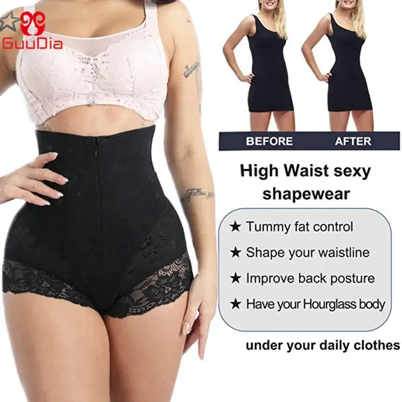 Luxe Lace Body Shaper With Zipper Double Control Shapewear