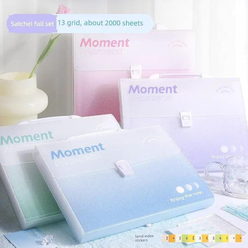 A4 Gradient Satchel Folder Test Papers Storage Bag Large