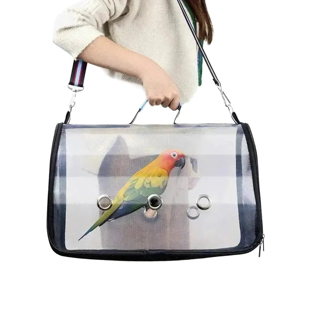 Ventilated Bird Carrier Backpack Travel — Bag and wooden stick