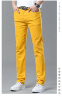 Four Season New Men's Yellow Jeans Fashion Business Casual