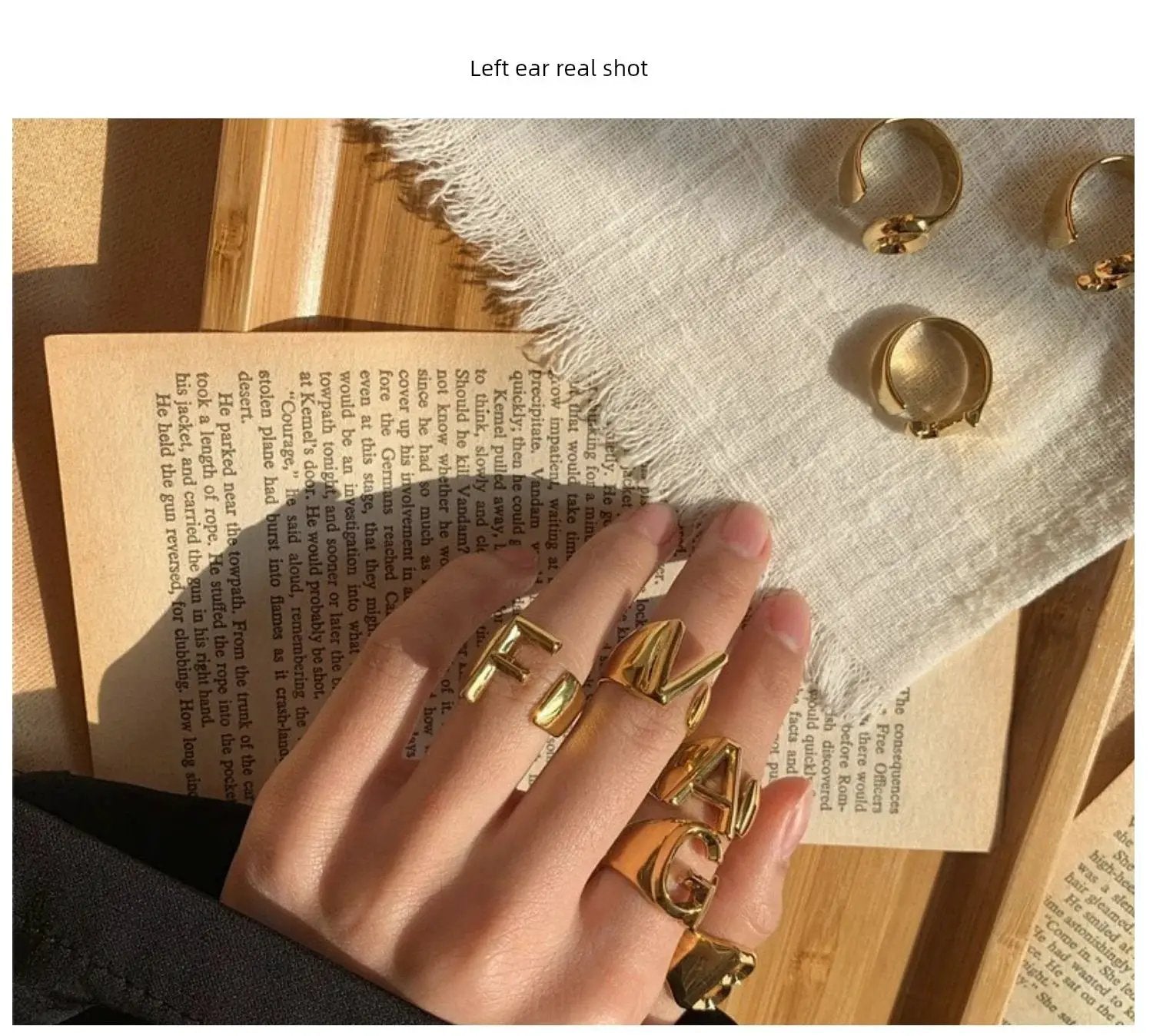 26 Letters Adjustable Gold Plated Ring Personalizable Jewelry