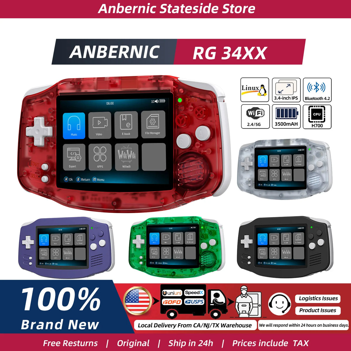 ANBERNIC Retro Handheld Game Console Screen Linux System HDMI — product view 1