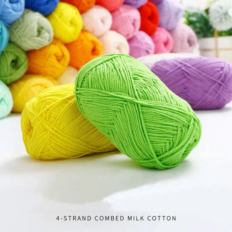 Milk Cotton Knitting Yarn 4 Ply 40 To 50g Set For Crafts
