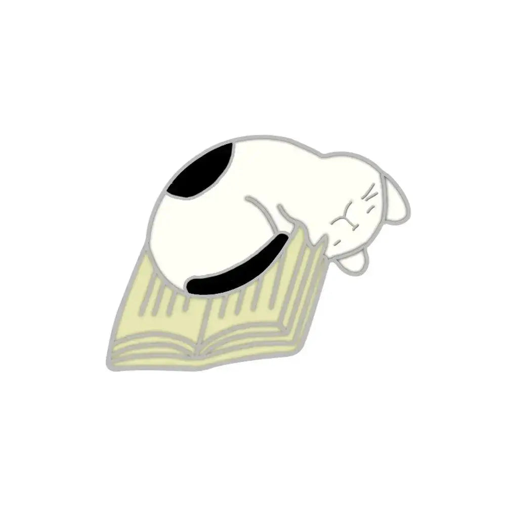 Cat Reading Enamel Pin for Book Lovers — product view