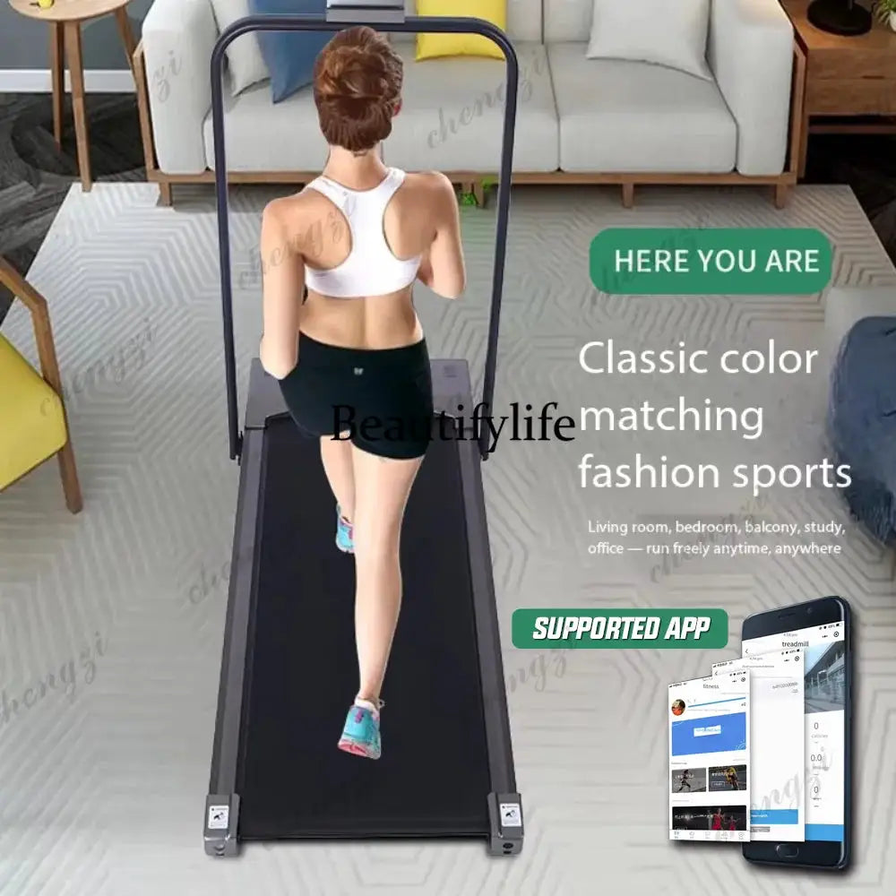 Household Flat Treadmill Indoor Mini Folding Silent Electric Shock-absorbed Flat Treadmill Simple Walking