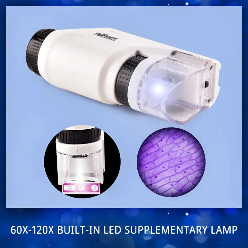 Mini Pocket Microscope Kit 60x To 120x For Kids Science