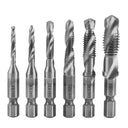 Tap Drill Bit Set Titanium Plated HSS Screw Thread Hex Shank Kit