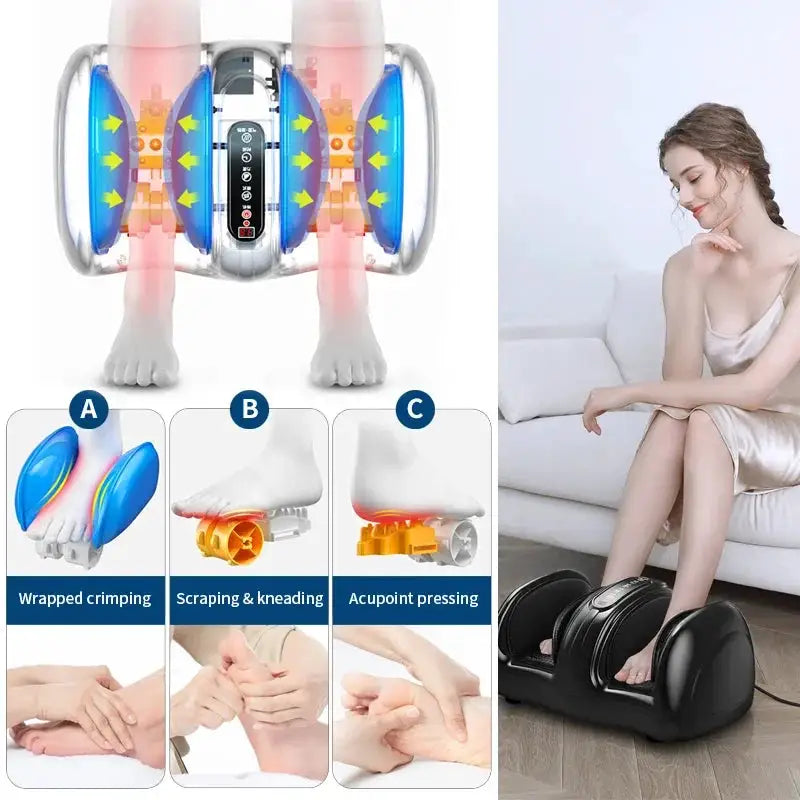 Jinkairui Air Compression Massage Shiatsu Foot Massager Calf Leg Massage Machine with Heat Deep Kneading Remote Controller