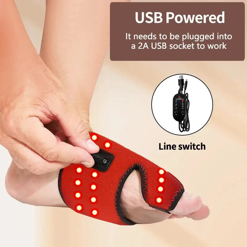 660nm Red Light Heating Toe Wrap Vibration Massager Warm Cover Instep Post Workout Relax Home Leisure Relieve Fatigue