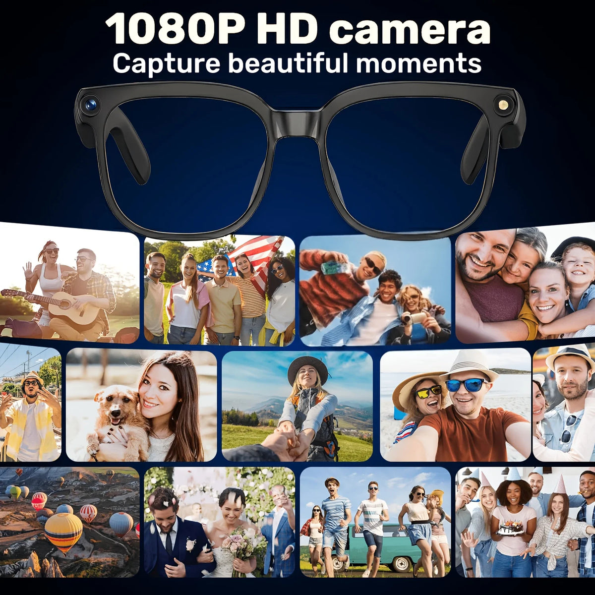 Smart camera glasses 8-megapixel HD