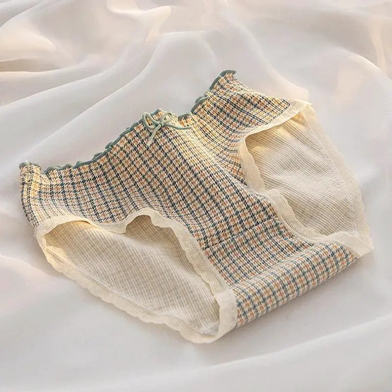 Floral Lace Cotton Panties Comfortable Mid Rise Underwear