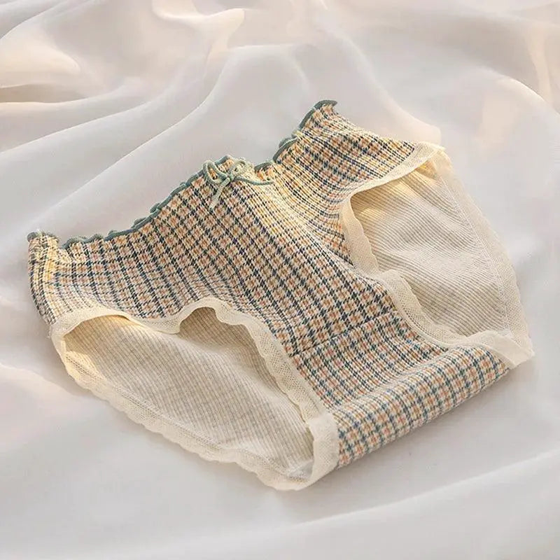 Floral Lace Cotton Underwear Set Feminine Comfort Style