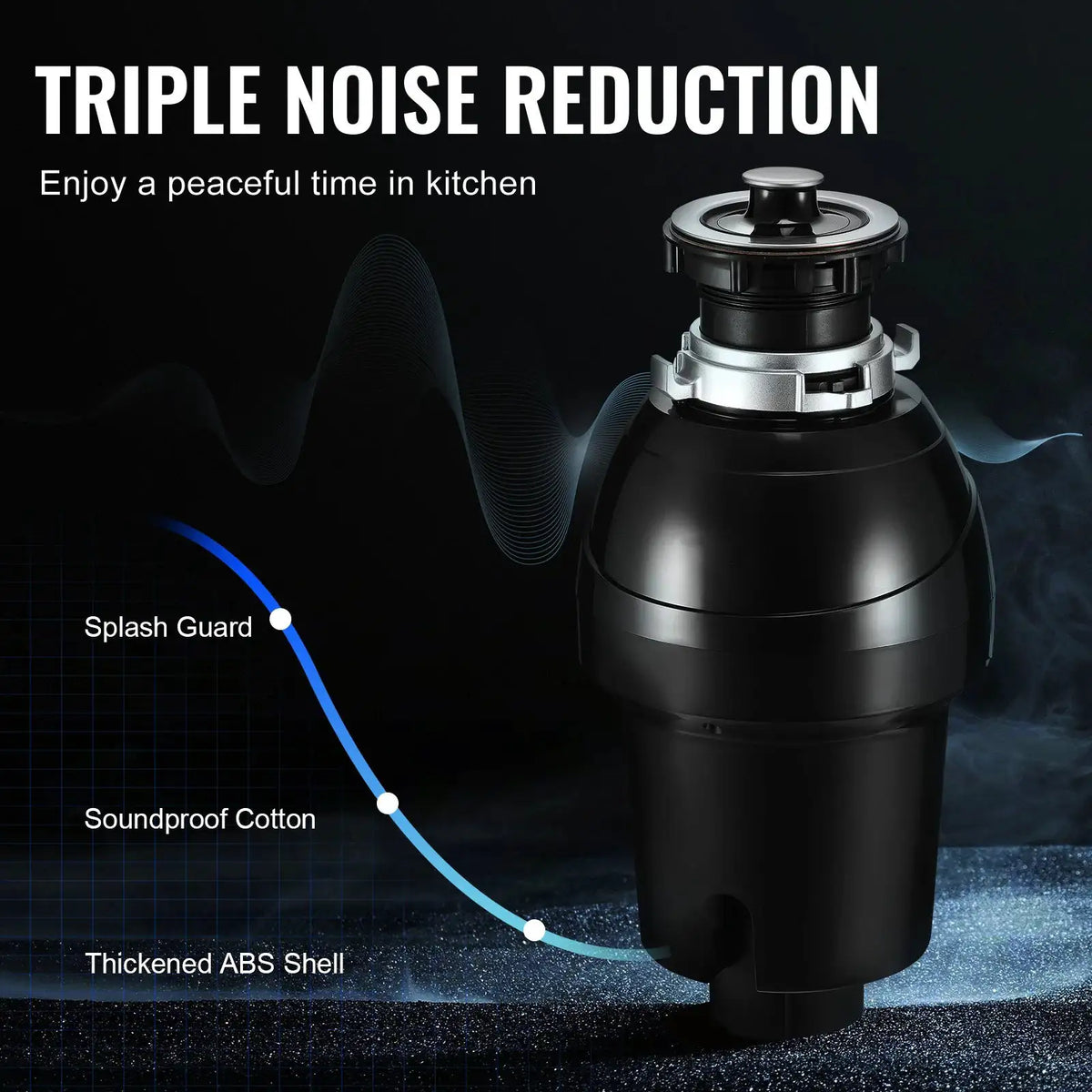 SucceBuy Garbage Disposal Continuous Feed Food Waste Disposer EZ — product view 5