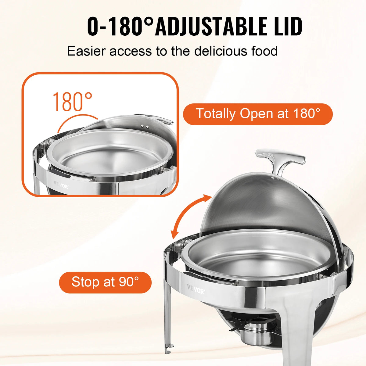 SucceBuy Roll Top Chafing Dish Buffet Set Qt Pack Stainless — product view 5