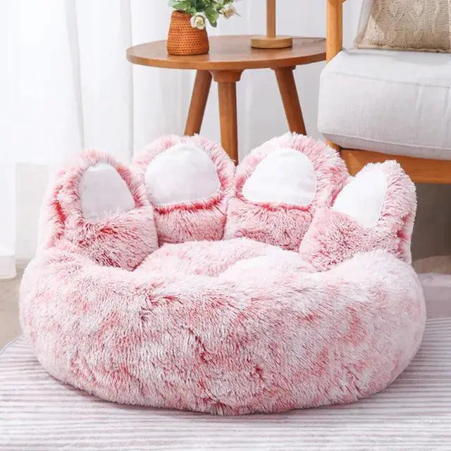 Bear Paw Shape Pet Sofa Bed With Soft Fluffy Cushion