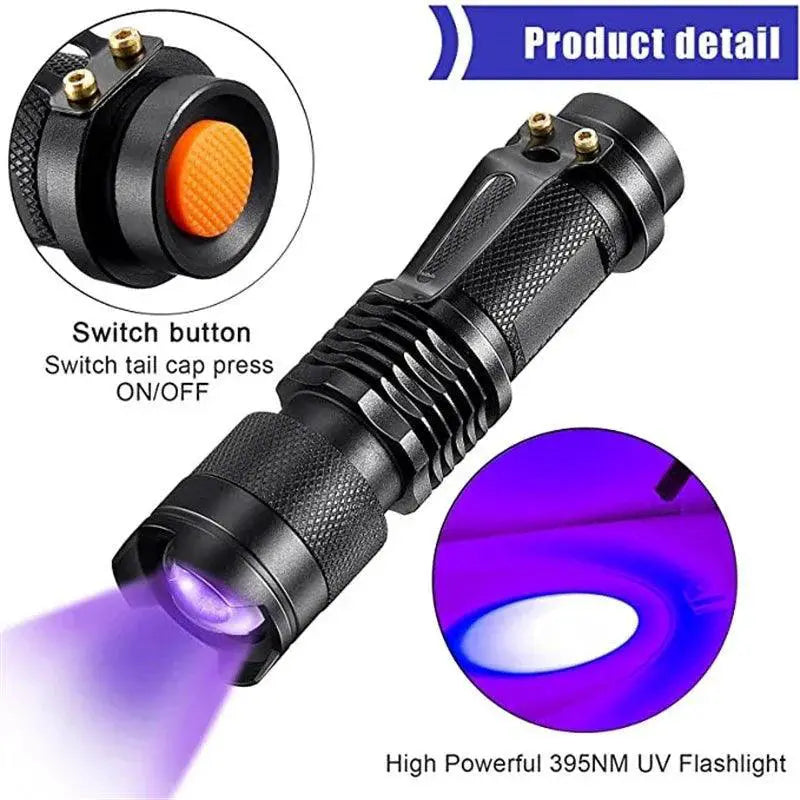 LED UV Flashlight Mini Ultraviolet Torch for Detection