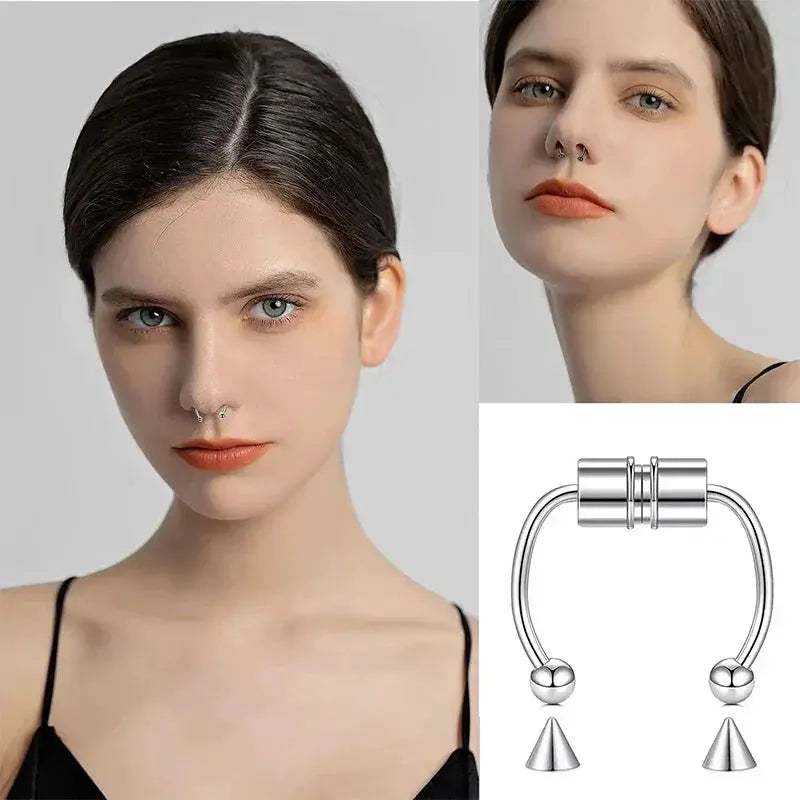 Women Fake Nose Ring Hoop Septum Non Piercing Clip
