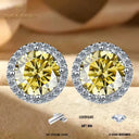 Moissanite Earrings in Sterling Silver Round
