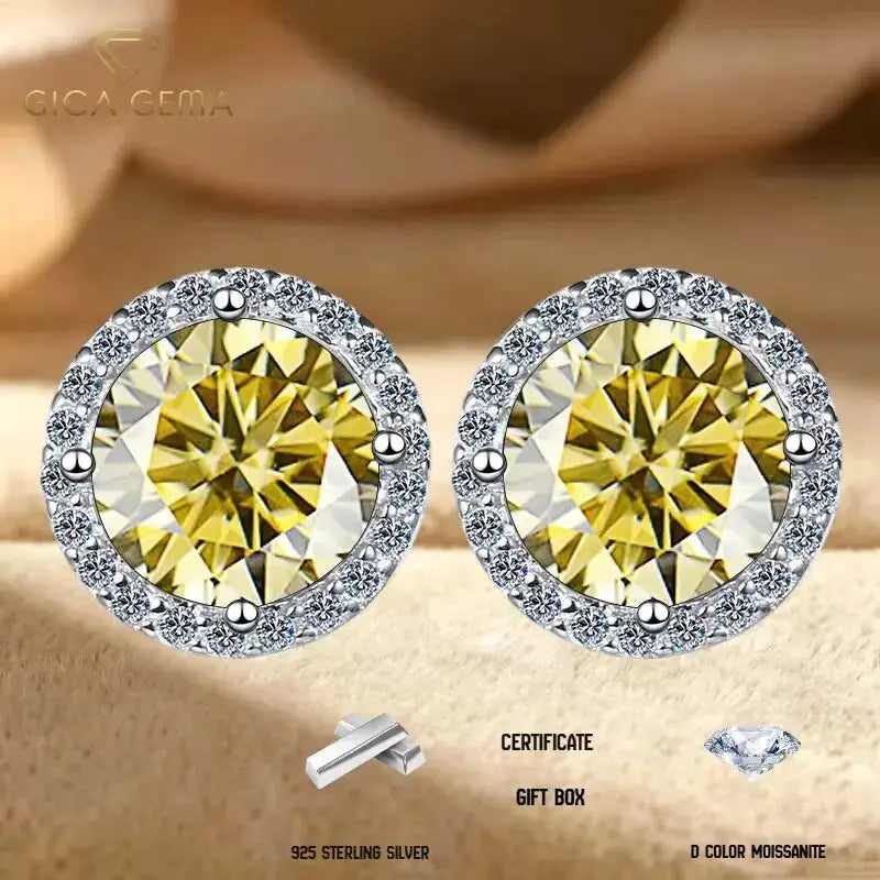 Moissanite Earrings in Sterling Silver Round — product view 2
