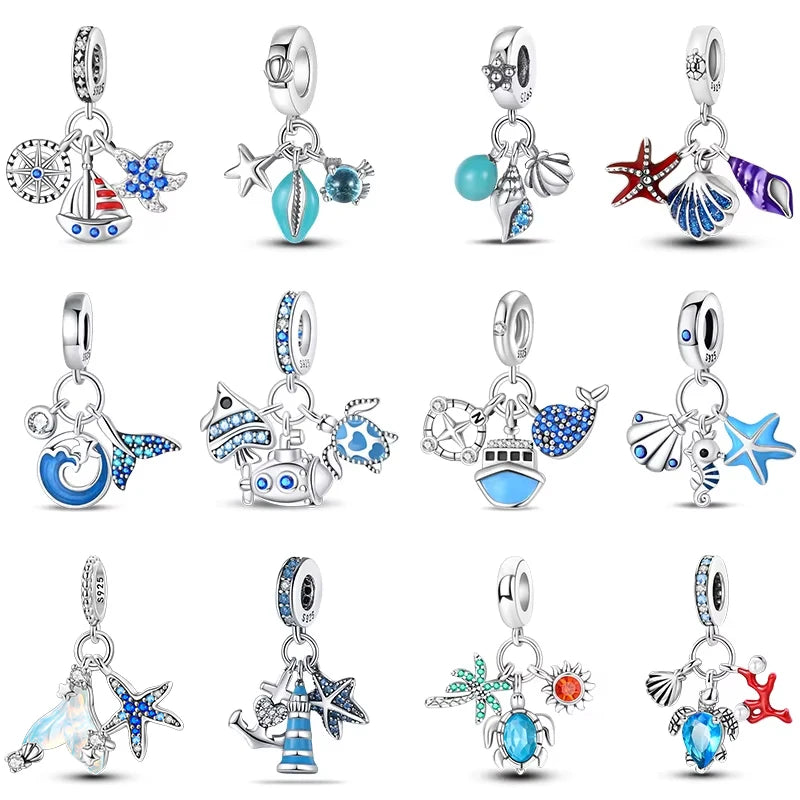 Sterling Silver Blue Ocean Ship