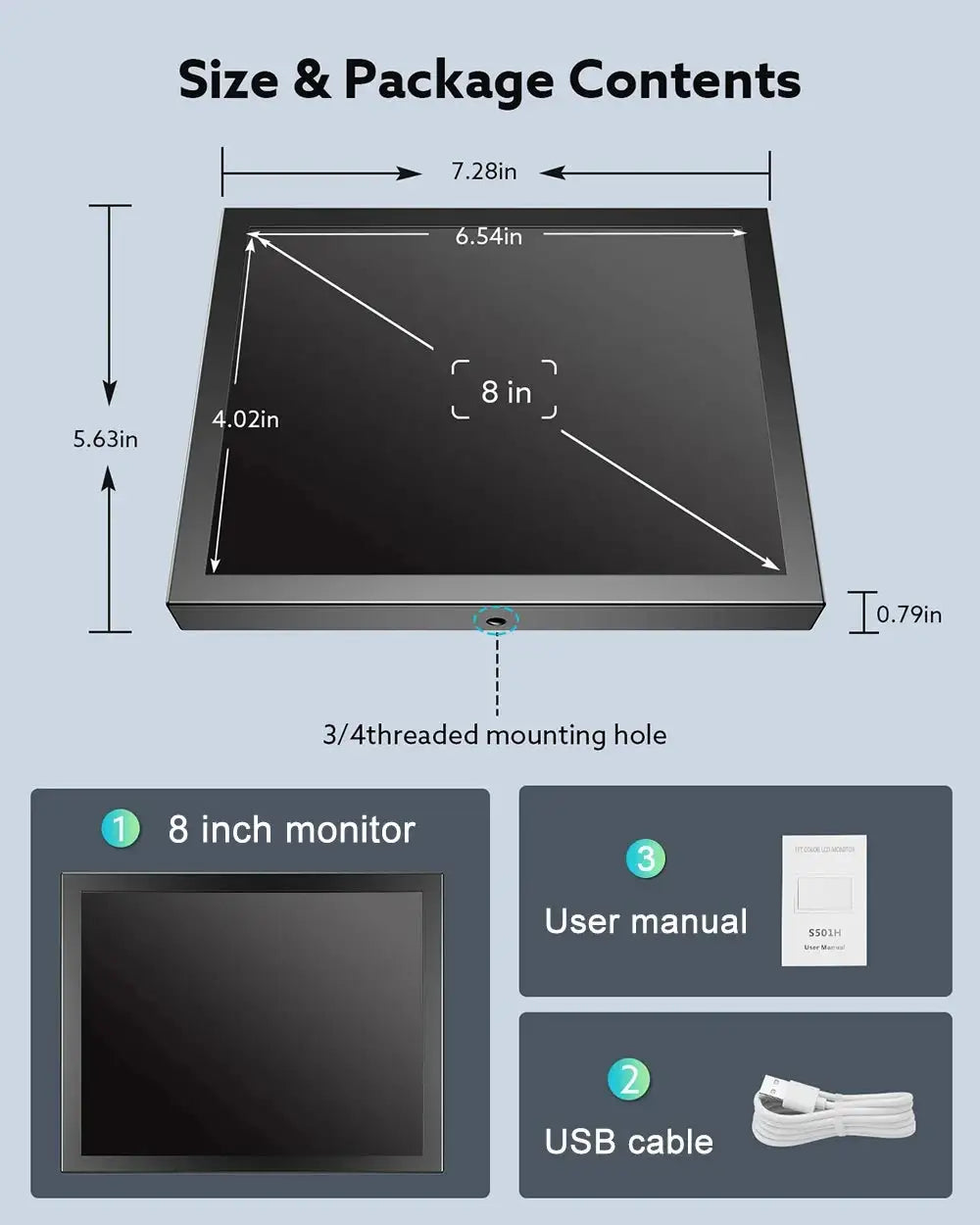 EYOYO Mini LED Screen 5/7/8 Inch Portable Industrial Monitor TFT Panel With HDMI AV VGA Port For DVD Computer CCTV Car Rear View