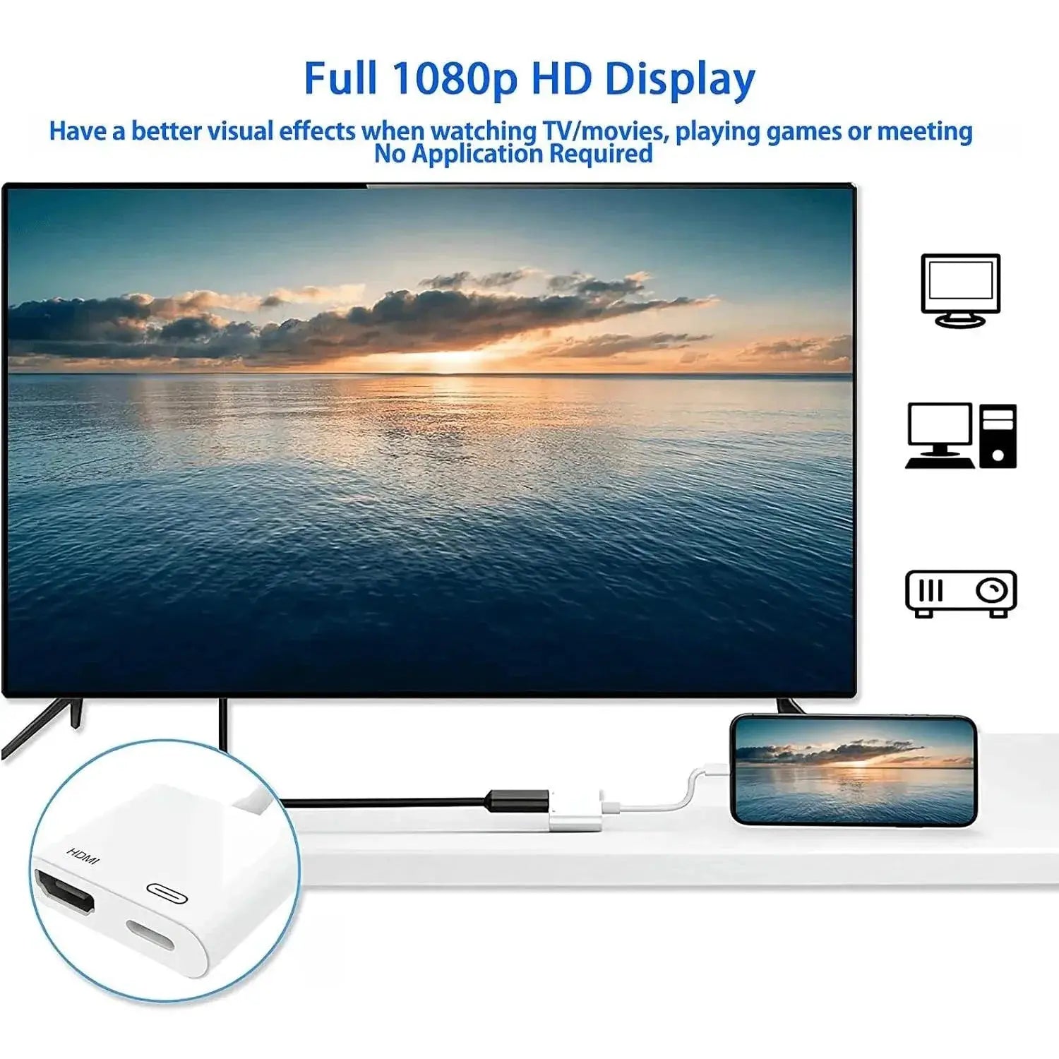 8Pin Port To HDMI Adapter For iPhone Models 1080P Converter