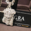 Iced Big Jesus Head Rose Pendant