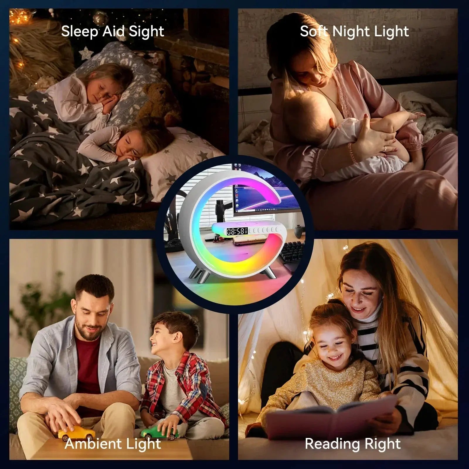 G Wireless Charger Clock Stand Bluetooth Speaker Night Light - OurLum.com