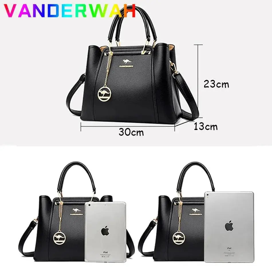 Luxe Leather Kangaroo Pendant Designer Handbag Elegant