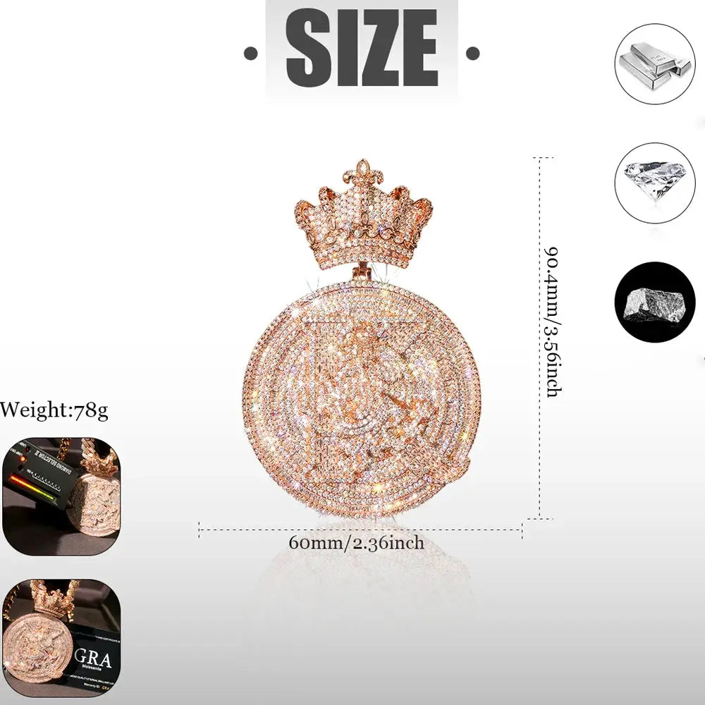 Hip Hop Cuban Chain King Bling Necklace Pendants For Rapper — product view 2