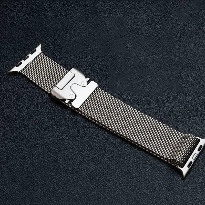Titanium Official 1:1Strap For Apple watch Ultra Band 49mm S10 46 42 45 44mm 38 40 41 Milanese bracelet iWatch 10 9 8 7 6 5 SE 4