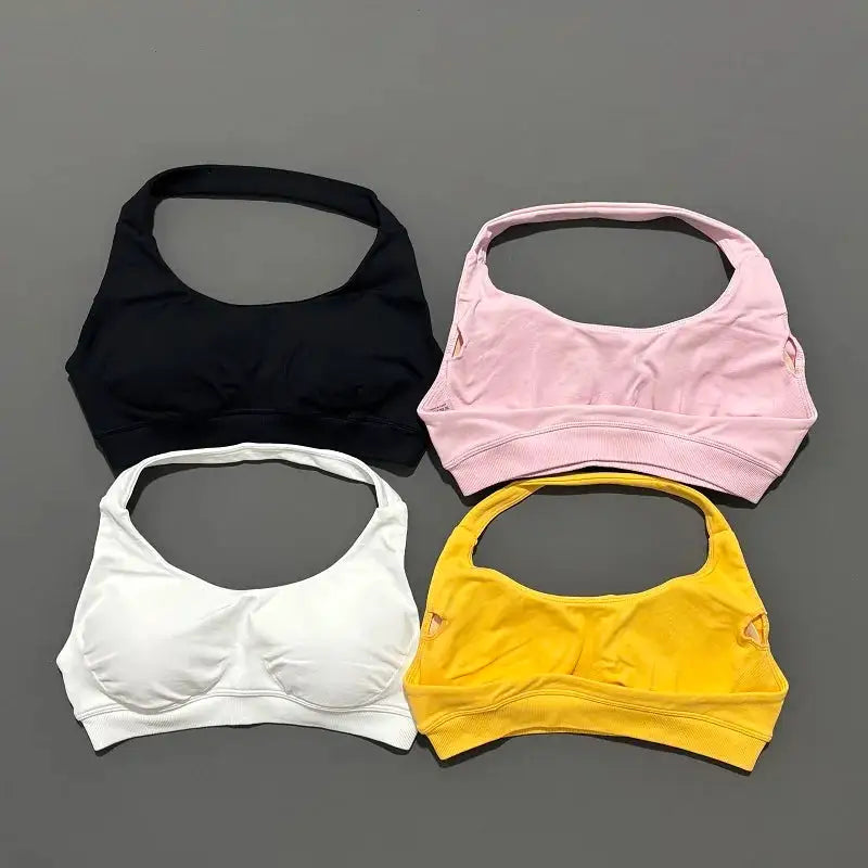 Sports Bra Women Seamless Yoga Halter Bra Top High Support Open Back Bra Fitness Push-up Activewear Workout Gym Underwear