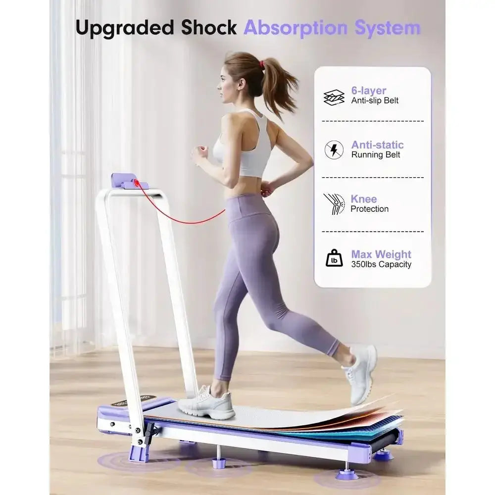 Portable 8% Incline Walking Pad Treadmill, 3.5HP, 300lb Capacity, Compact Design, 0.6-6mph Speeds, Shock Absorption, Remote & Sm