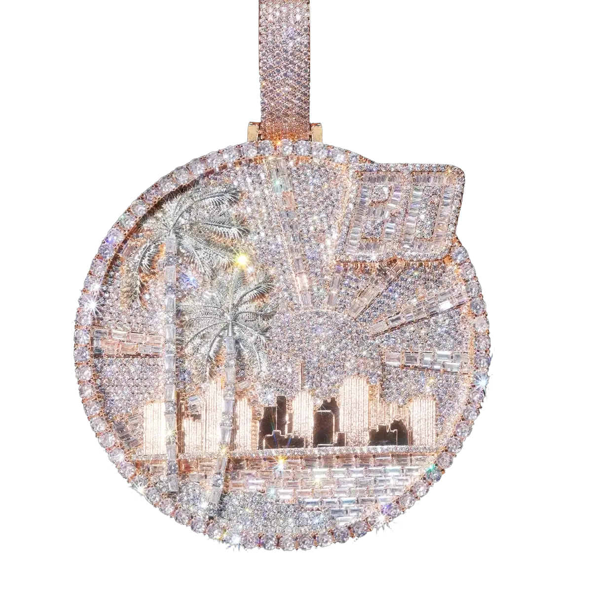 Gold Iced Out Palm Tree Pendant — product image 9